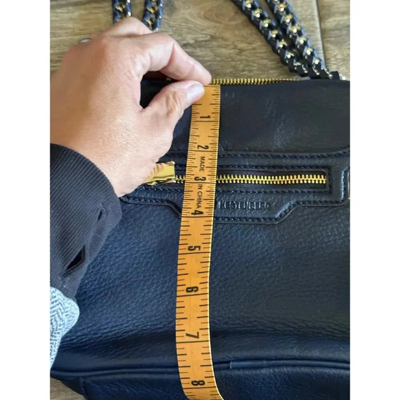 Aimee Kestenberg Blue Pebble Leather Gold Chain Straps Cali Shoulder Bag - Picture 7 of 12